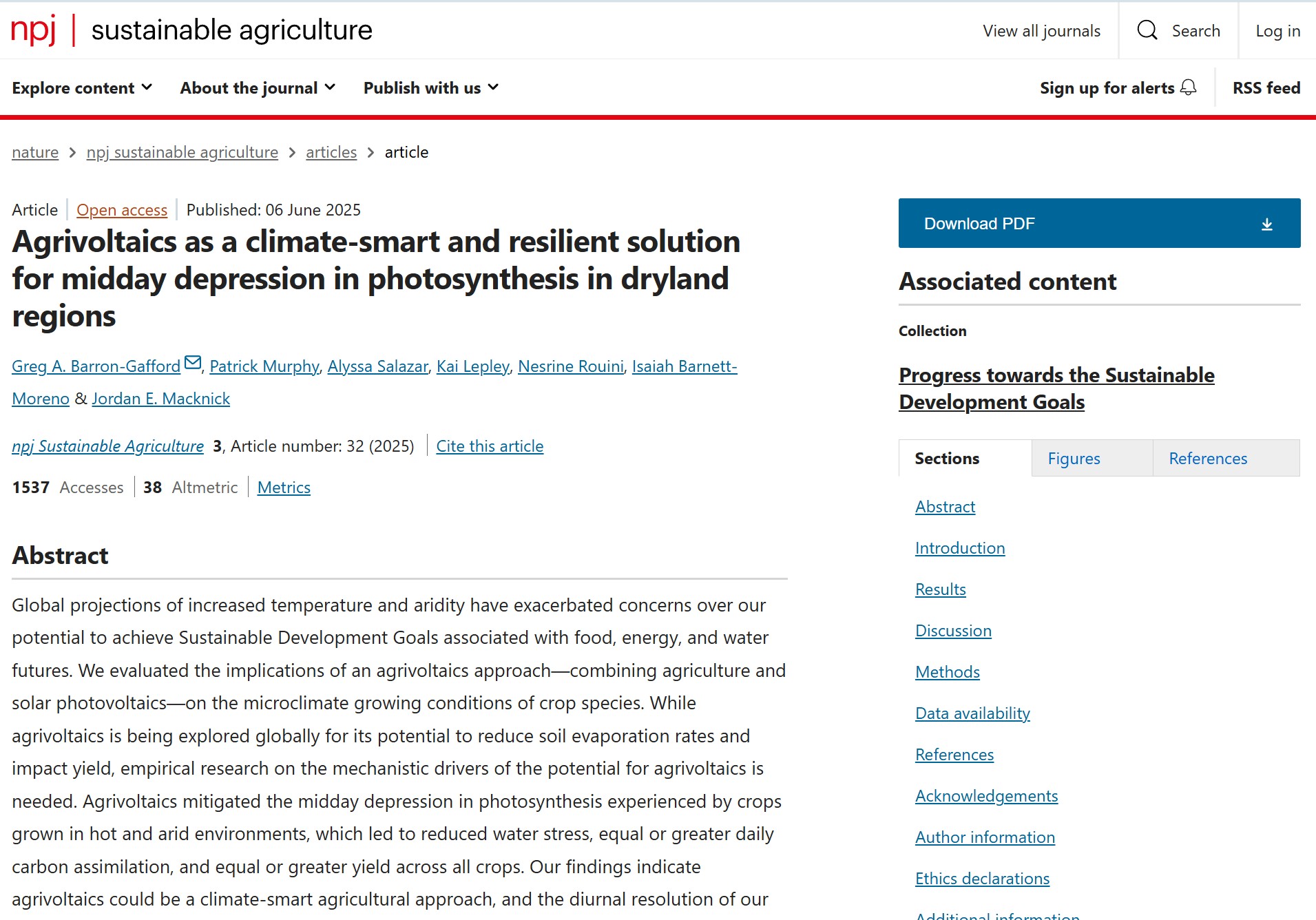 Agrivoltaics as a climate-smart solution